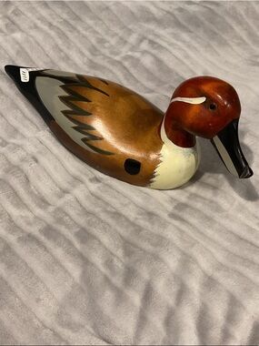 Handcrafted Decorative Duck Figurine in Brown, Cream, and Rust
